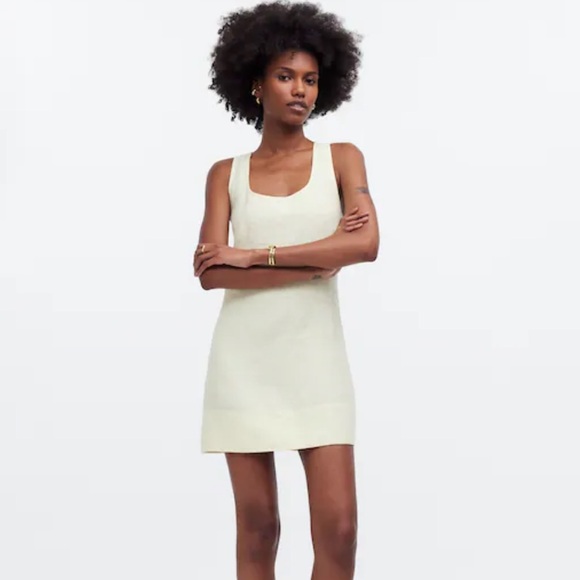 Madewell Cross-Back‎ A-Line Mini Linen Dress - Picture 2 of 13